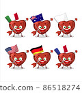 Cupid love arrow cartoon character bring the flags of various countries 86518274