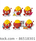 Professional Lineman cupid love arrow cartoon character with tools 86518301