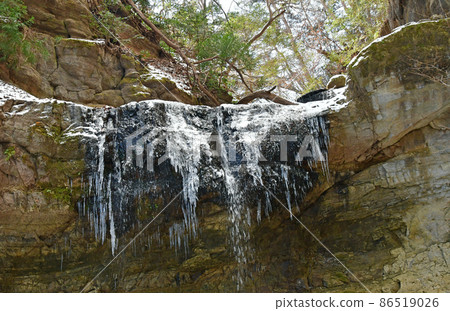 City of Trees Sendai Hirose River Winter Sankyozawa Daisho Fudoson Fudo Waterfall upstream of Niuya Bridge 86519026