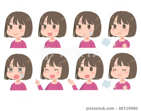Female facial expression icon set Female facial expression icon set 86519980