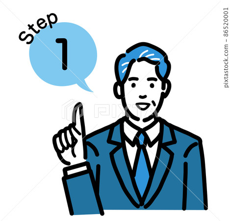 Step 1 Middle-aged man in a suit explaining the process Step 1 Middle-aged man in a suit explaining the process 86520001