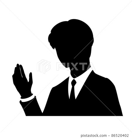 Silhouette of the upper body of a talking businessman 86520402