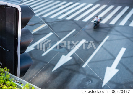 Traffic light above the road high angle view Traffic light above the road high angle view 86520437