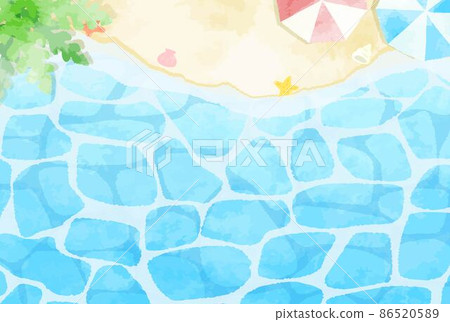 美麗的水彩海和海灘背景圖 美麗的水彩海和海灘背景圖 86520589