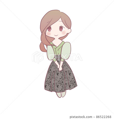 一個穿著春裝的女人的插圖 86522268