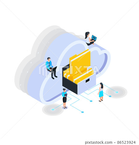 Cloud Folders Isometric Composition - Stock Illustration [86523924] - PIXTA