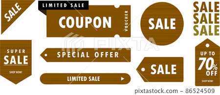 Vector flat design material set for wood grain sales and coupons that can be used on websites Vector flat design material set for wood grain sales and coupons that can be used on websites 86524509