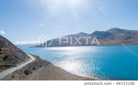 Aerial view of yamdrok lake in tibet china 86525286