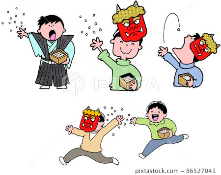 Children's school life Saijiki Setsubun Bean Maki 86527041