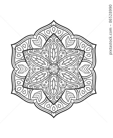 Mandala pattern, round decorative ornament for abstract background or adult coloring book page, vector illustration 86528990