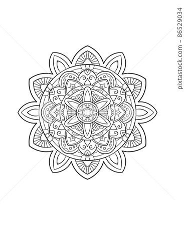 Mandala pattern, round decorative ornament for abstract background or adult coloring book page, vector illustration 86529034