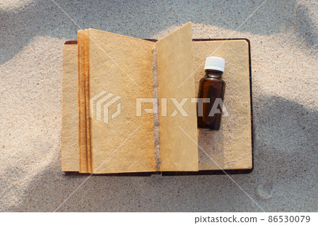Blank recipe book for the preparation of natural herbal medicines. Blank paper 86530079