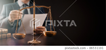 Lawyer working in the office. Law and justice. 86531101