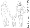 Image of a young family walking with a child 86531699