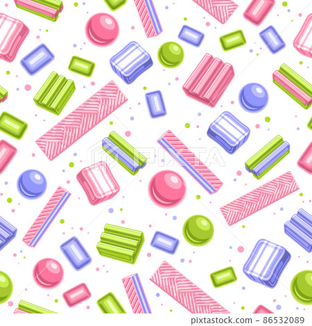 Vector Bubble Gum Seamless Pattern 86532089