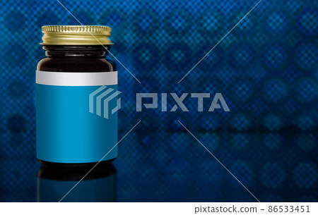 Blank medical bottle mockup for pills  - copy sace for text. 86533451