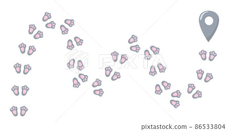 Easter bunny foot print direction point for egg hunt map. Vector stock illustration isolated on white background. EPS10 Easter bunny foot print direction point for egg hunt map. Vector stock illustration isolated on white background. EPS10 86533804