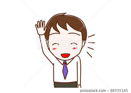 （上身正面）微笑著舉手競選的男人 86535185