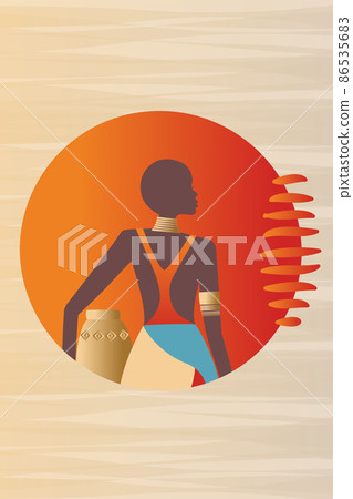 Vector, poster, luxurious African woman in traditional dress Vector, poster, luxurious African woman in traditional dress 86535683