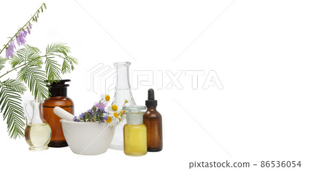Set of natural herbal medicines - banner. 86536054