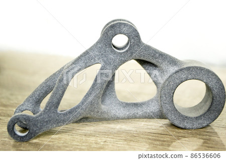 Gray abstract model object printed on 3d printer from powder close-up Gray abstract model object printed on 3d printer from powder close-up 86536606