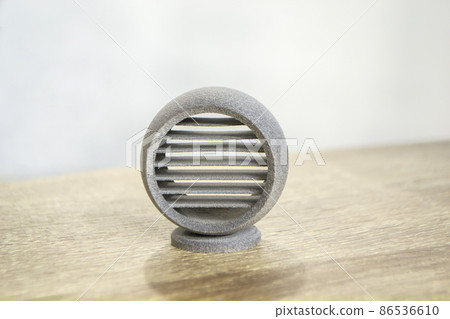 Gray abstract model object printed on 3d printer from powder close-up. Gray abstract model object printed on 3d printer from powder close-up. 86536610