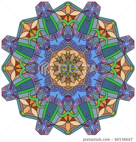 Colorful cute Mandala. Decorative unusual round ornaments. 86536687