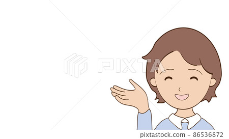 一個帶著微笑引導你的女人的插圖 86536872