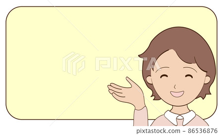 Illustration of a woman who guides you with a smile Illustration of a woman who guides you with a smile 86536876