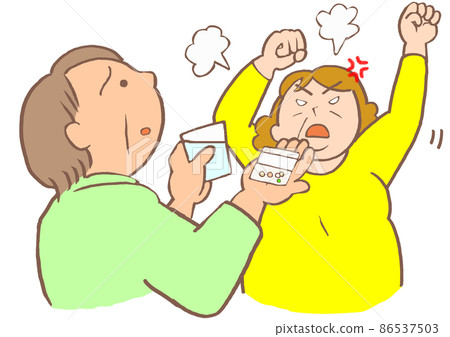 推薦口服給藥的家庭和拒絕服藥的雙相情感障礙女性的插圖 86537503