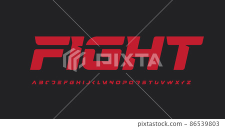 Fight font battle alphabet strike letters. Modern logo typography. Minimal dynamic typographic design. Sport letter set for power logo, headline, monogram and branding type. Isolated vector typeset 86539803