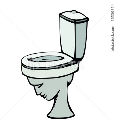 Toilet bowl in the shape of a human head. Vector drawing Toilet bowl in the shape of a human head. Vector drawing 86539824