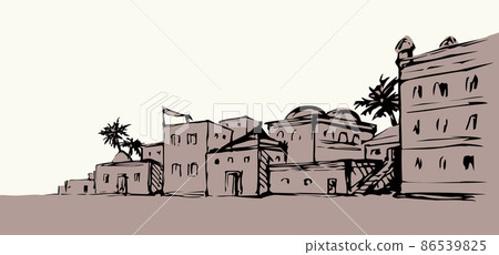 Ancient Arabic city. Vector drawing Ancient Arabic city. Vector drawing 86539825