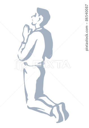 Vector drawing. Adult praying man Vector drawing. Adult praying man 86540087