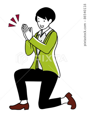 Illustration material: A business person who slaps both hands and conveys joy (to the image of success and repartitioning) Illustration material: A business person who slaps both hands and conveys joy (to the image of success and repartitioning) 86540118