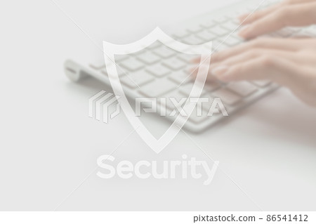 Internet security computer data symbol on blured keyboard background. Hacker attack and data breach, information leak concept. Internet security computer data symbol on blured keyboard background. Hacker attack and data breach, information leak concept. 86541412