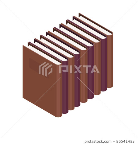 Books standing in a row isometric vector illustration isolated on white background 86541482