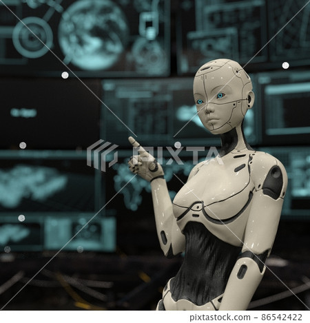AI robot female android android perming3DCG illustration material 86542422