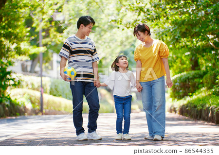 Young family playing with a ball Young family playing with a ball 86544335