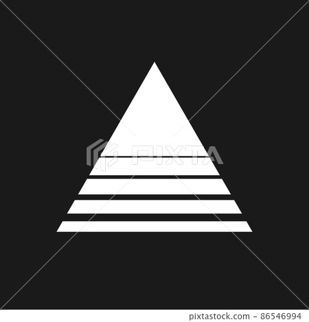 Retrowave striped triangle 1980s style. Synthwave black and white triangle shape, retrowave geometry design element for poster, cover, merch in vaporwave style. 86546994