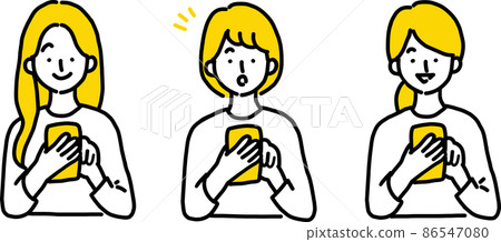 操作三部智能手機的女人 86547080