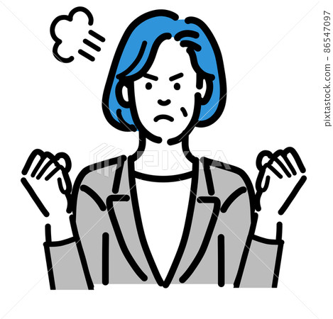 Middle-aged woman in an angry gray suit - Stock Illustration [86547097 ...