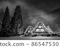 Shirakawa-go in winter monochrome 86547530