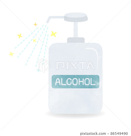 噴有可愛酒精消毒噴霧的瓶子 噴有可愛酒精消毒噴霧的瓶子 86549490