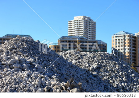 Image of a pile of rubble at the demolition site Image of a pile of rubble at the demolition site 86550318