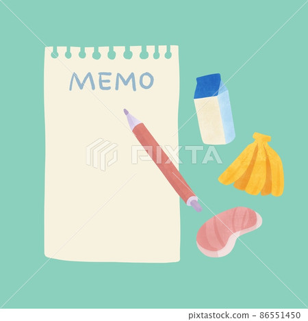 Food loss reduction: Hand-drawn illustration of ingredients list before shopping 86551450