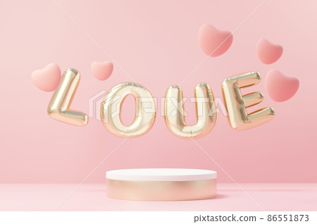 3d render minimal sweet scene with display podium for mock up and product brand presentation. Pink Pedestal stand for Valentine's Day's theme. Cute lovely heart background. Love day's design style. 3d render minimal sweet scene with display podium for mock up and product brand presentation. Pink Pedestal stand for Valentine's Day's theme. Cute lovely heart background. Love day's design style. 86551873