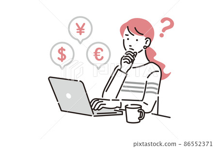 Women who make FX and investment on a personal computer 86552371