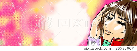 70's shojo manga long-haired handsome narcissist Prince Hanikami and rose garden background illustration 70's shojo manga long-haired handsome narcissist Prince Hanikami and rose garden background illustration 86553007