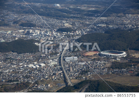 Isahaya city area aerial view Isahaya city area aerial view 86553755